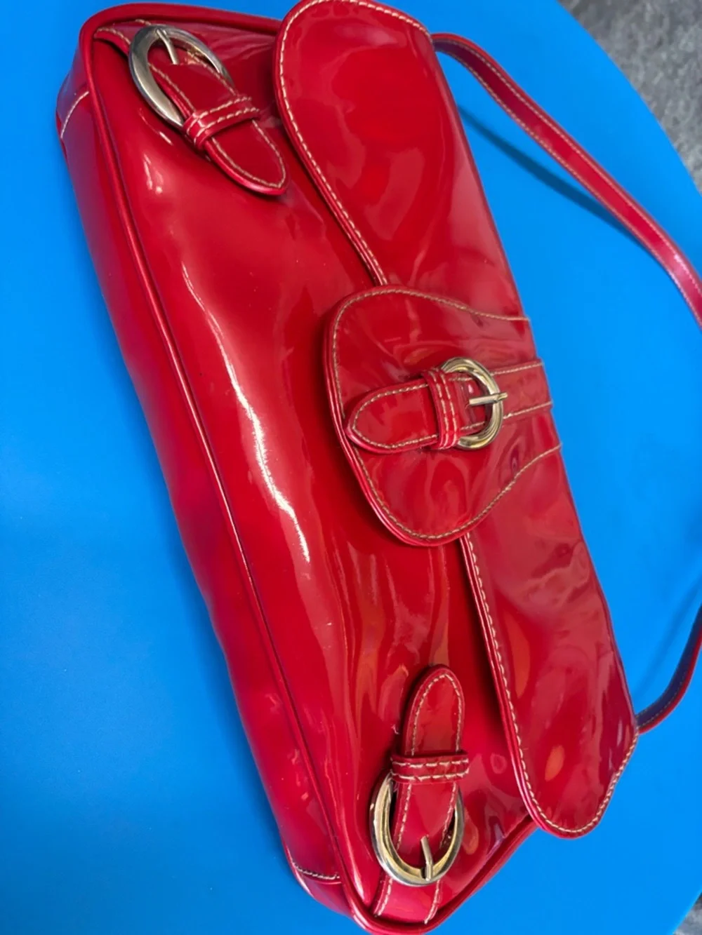 Red Patent Shoulder Bag - Women